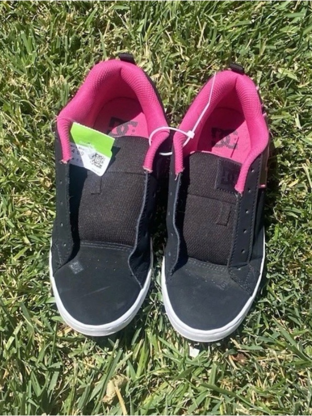 Black DC Skate Sneakers with Pink Lining